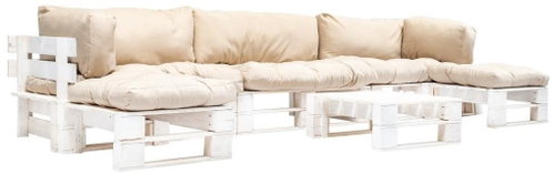 6-piece garden seating set made of pallets sand cushion wood 277400 277400 - Garden Furniture - Main image