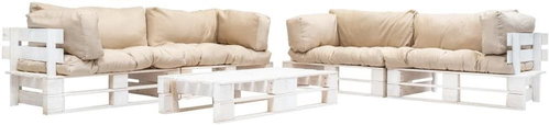 6-piece garden seating set made of pallets sand cushion wood 277404 277404 - Garden Furniture - Main image