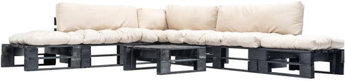 6-piece garden seating set made of pallets sand cushion wood 277429 277429 - Garden Furniture - Main image