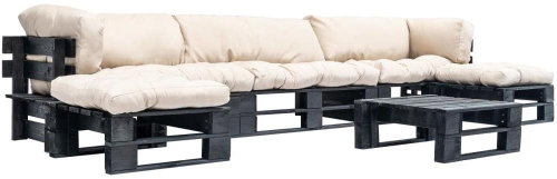 6-piece garden seating set made of pallets sand cushion wood 277433 277433 - Garden Furniture - Main image