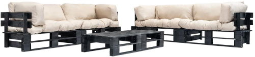 6-piece garden seating set made of pallets sand cushions wood 277437 277437 - Garden Furniture - Main image