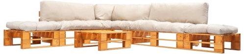 6-piece garden seating set made of pallets sand cushion wood 277462 277462 - Garden Furniture - Main image
