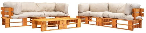 6-piece garden seating set made of pallets sand cushion wood 277470 277470 - Garden Furniture - Main image