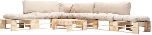 6-piece garden seating set made of pallets sand cushion wood 277495 277495 - Garden Furniture - Main image