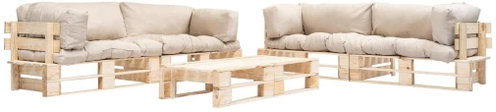6-piece garden seating set made of pallets sand cushion wood 277503 277503 - Garden Furniture - Main image
