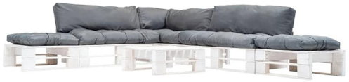 6-piece garden seating set made of pallets gray pillows wood 277397 277397 - Garden Furniture - Main image
