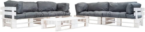6-piece garden seating set made of pallets gray pillows wood 277405 277405 - Garden Furniture - Main image