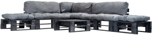 6-piece garden seating set made of pallets gray pillows wood 277430 277430 - Garden Furniture - Main image