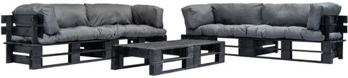 6-piece garden seating set made of pallets gray cushions wood 277438 277438 - Garden Furniture - Main image