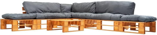 6-piece garden seating set made of pallets gray pillows wood 277463 277463 - Garden Furniture - Main image
