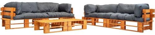6-piece garden seating set made of pallets gray pillows wood 277471 277471 - Garden Furniture - Main image