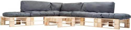 6-piece garden seating set made of pallets gray pillows wood 277496 277496 - Garden Furniture - Main image