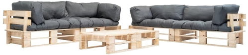 6-piece garden seating set made of pallets gray pillows wood 277504 277504 - Garden Furniture - Main image