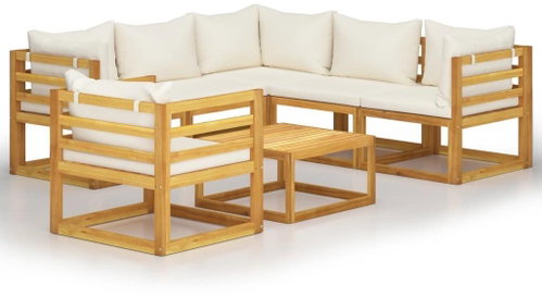 7-piece garden sofa cream pillow solid acacia 3057644 3057644 - Garden Furniture - Main image