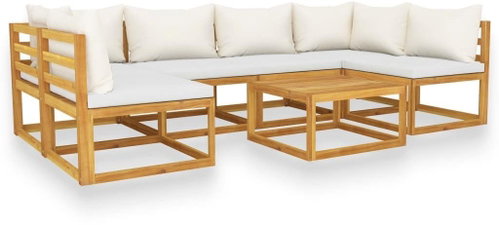 7-piece garden sofa cream cushion solid acacia 3057653 3057653 - Garden Furniture - Main image