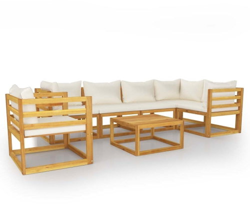 7-piece garden sofa cream cushion solid acacia 3057660 3057660 - Garden Furniture - Main image