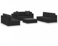 7-dielna záhradná sedacia súprava s poduškami čierna polyratan 47256 47256 - Záhradný nábytok
