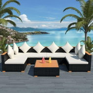 7-piece garden sofa with cushions polyratt black 42751 42751 - Garden Furniture
