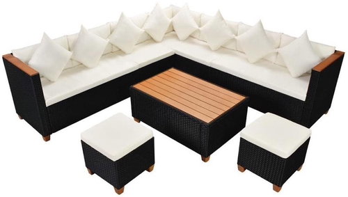 7-piece garden sofa with cushions polyratt black 43001 43001 - Garden Furniture - Main image