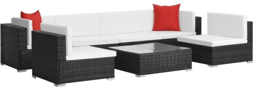 7-piece garden sofa with cushions polyratan black 44599 44599 - Garden Furniture - Main image