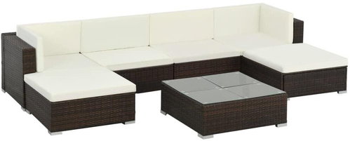 7-piece garden sofa with cushions polyratt brown 44597 44597 - Garden Furniture - Main image