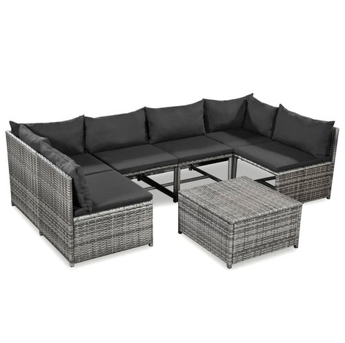 7-piece garden sofa with cushions polyrattan gray 44199 44199 - Garden Furniture - Main image