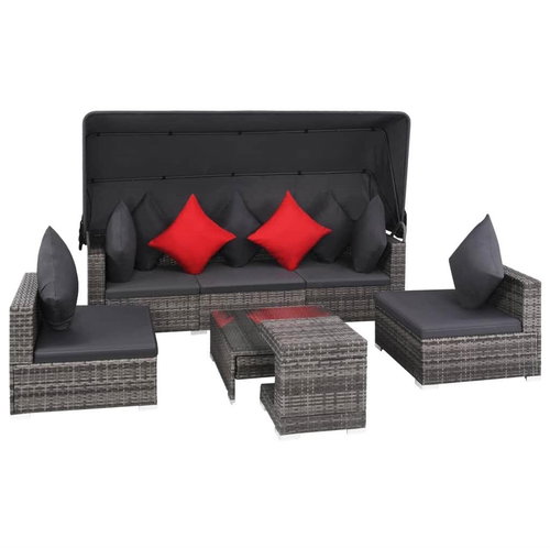7-piece Garden Sofa with Cushions Polyrattan Grey 44428 44428 - Garden Furniture - Main image