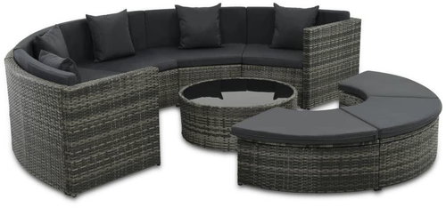 7-piece Garden Sofa with Cushions Polyrattan Grey 44487 44487 - Garden Furniture - Main image