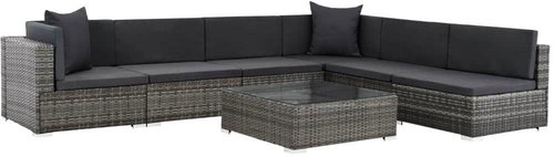 7-piece garden sofa with cushions polyrattan gray 44601 44601 - Garden Furniture - Main image