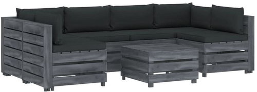 7-piece garden sofa made of pallets + anthracite cushions 3052243 3052243 - Garden Furniture - Main image