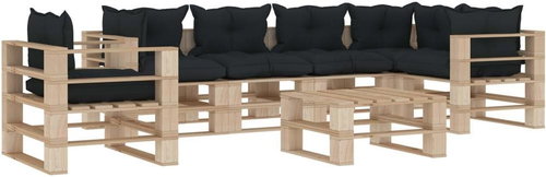 7-piece Garden Sofa made of Pallets + Anthracite Cushions 3052251 3052251 - Garden Furniture - Main image
