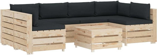 7-Piece Garden Pallet Sofa Set + Anthracite Cushions 3051769 3051769 - Garden Furniture - Main image