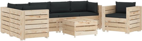 7-piece Garden Dofa made of Pallets + Anthracite Cushions 3051775 3051775 - Garden Furniture - Main image