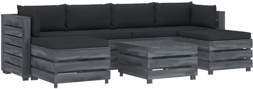 7-piece Garden Sofa made of Pallets + Anthracite Cushions 3052044 3052044 - Garden Furniture - Main image