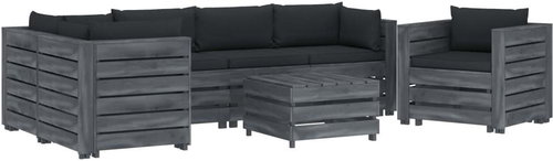 7-piece Garden Sofa made of Pallets + Anthracite Cushions 3052051 3052051 - Garden Furniture - Main image