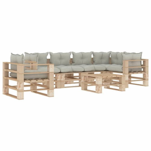 7-piece Garden Sofa made of Pallets + Beige Cushions Wood 3052299 3052299 - Garden Furniture - Main image