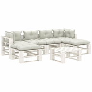 7-piece garden sofa made of pallets + beige wood cushions 3052435 3052435 - Garden Furniture