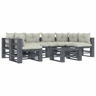 7-piece Garden Sofa made of Pallets + Beige Cushions Wood 3052580 3052580 - Garden Furniture