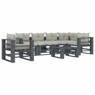 7-piece garden sofa made of pallets + beige wood cushions 3052587 3052587 - Garden Furniture