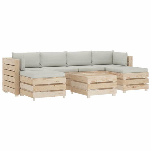7-piece garden sofa made of pallets + beige wood cushions 3051814 3051814 - Garden Furniture - Main image