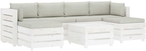 7-piece garden sofa made of pallets + beige wood cushions 3051952 3051952 - Garden Furniture - Main image
