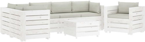7-piece Garden Sofa made of Pallets + Beige Cushions Wood 3051959 3051959 - Garden Furniture - Main image