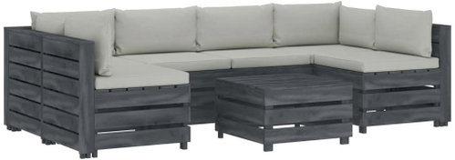 7-piece Garden Sofa made of Pallets + Beige Cushions Wood 3052091 3052091 - Garden Furniture - Main image