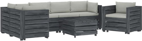 7-piece Garden Sofa made of Pallets + Beige Cushions Wood 3052097 3052097 - Garden Furniture - Main image