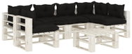 7-piece Garden Sofa made of Pallets + Black Cushions Wood 3052364 3052364 - Garden Furniture