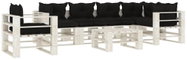 7-piece Garden Sofa made of Pallets + Black Cushions Wood 3052371 3052371 - Garden Furniture