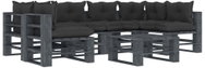 7-piece Garden Sofa made of Pallets + Black Cushions Wood 3052508 3052508 - Garden Furniture