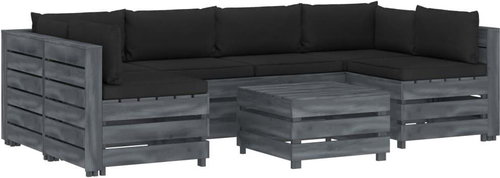 7-Piece Garden Pallet Sofa Set + Black Cushions Wood 3052022 3052022 - Garden Furniture - Main image