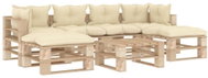 7-piece garden sofa set from pallets + cream pillows wood 3052315 3052315 - Garden Furniture
