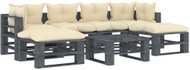 7-piece garden sofa made of pallets + cream pillows wood 3052603 3052603 - Garden Furniture